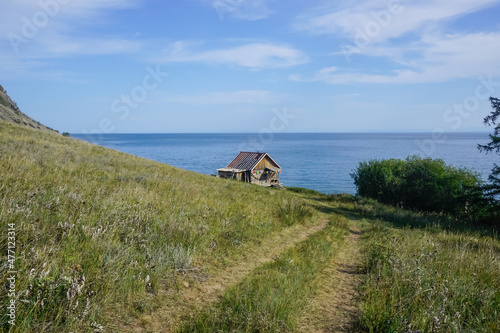 A lonely hut on the coast of Olkhon Island
