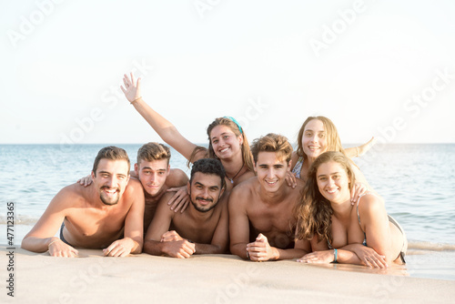 Happy friends at the beach