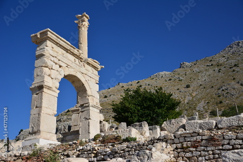 ancient arch among ruins of ancient town sagalassos, Turkey