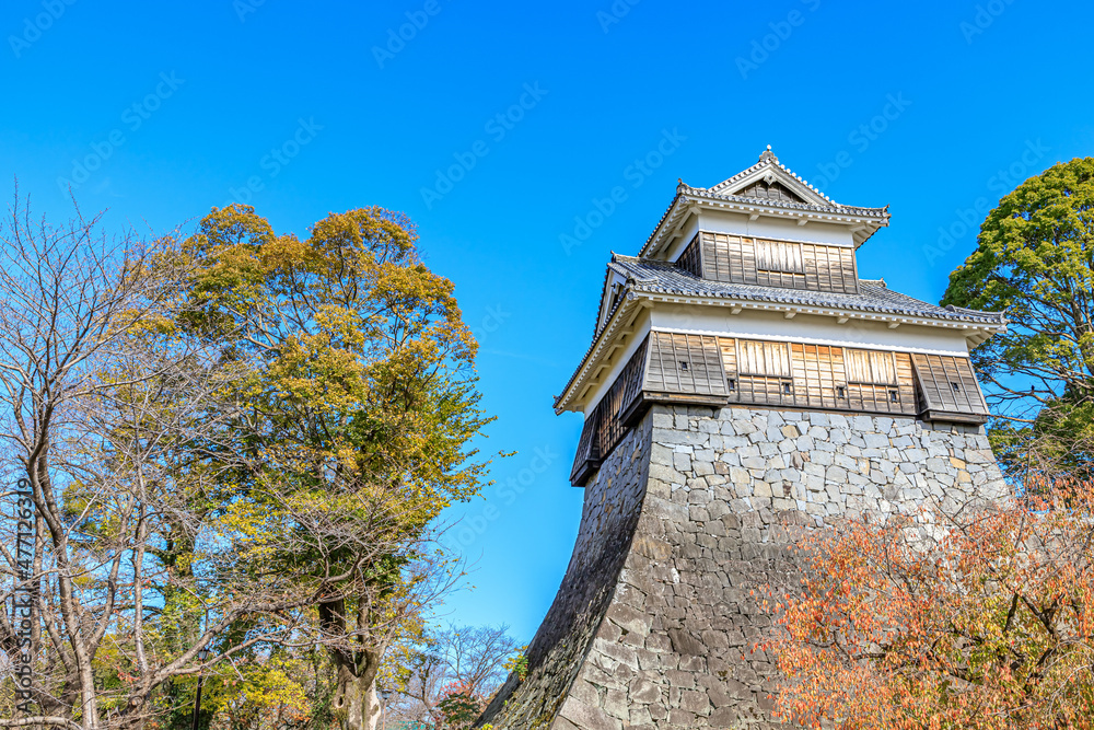 修復された秋の熊本城 未申櫓 熊本県熊本市 Restored autumn Kumamoto castle. Kumamoto-ken Kumamoto city 修復された秋の熊本城 未申櫓 熊本県熊本市 Restored autumn Kumamoto castle. Kumamoto-ken Kumamoto city