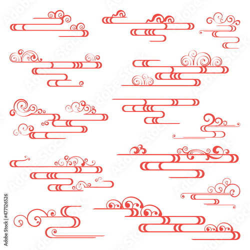Asian Chinese and Japanese style Traditional clouds  
oriental Tribal pattern China elements ornament 
background for design prints Abstract flat cartoon 
backdrop Geometric texture 