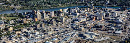 Aerial view of the downtown area of Saskatoon  Saskatchewan  Canada