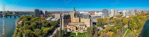 Fotografering Aerial view of the downtown area of Saskatoon, Saskatchewan, Canada