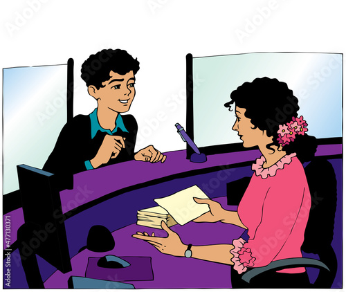 Vector image. Business conversation in the service sector