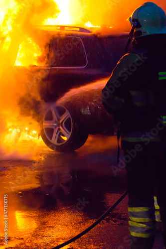 Obraz na plátně Close-up of a burning car