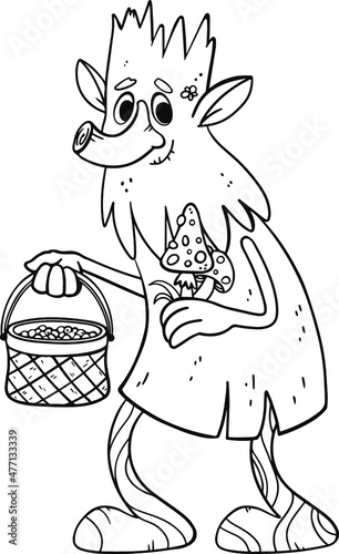 A mythical creature of the Slavs Leshy. Goblin.Coloring book. Line