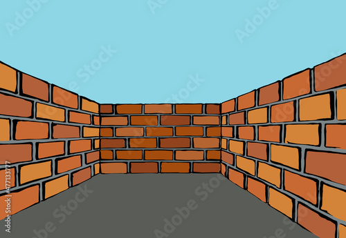 Vector drawing of dead end wall
