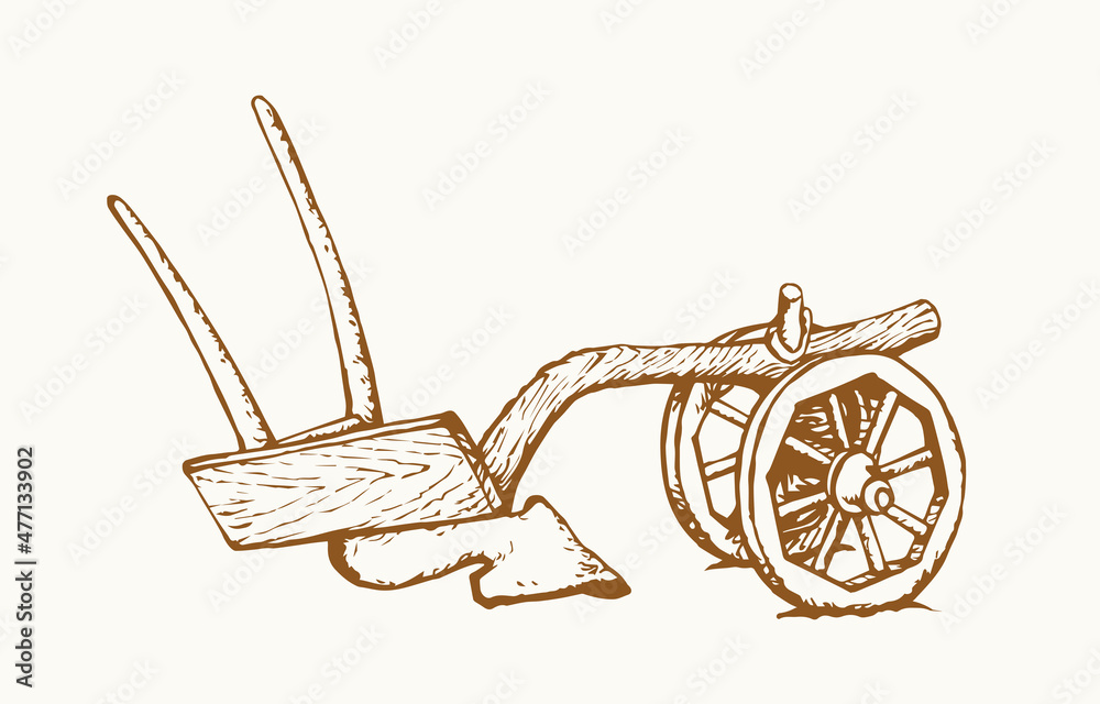 Ancient plow. Vector drawing object Stock Vector Adobe Stock
