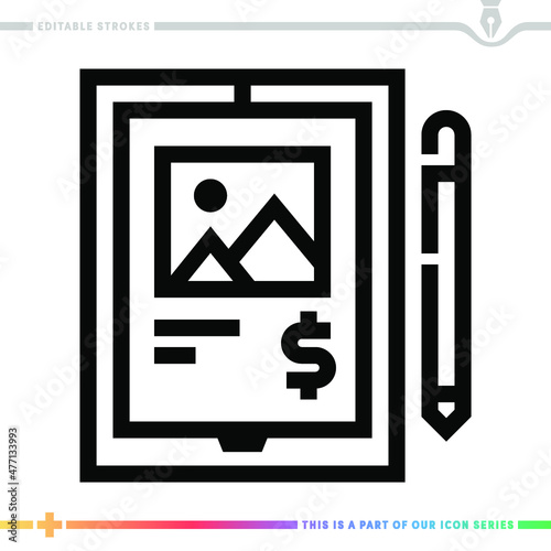 Line icon for non-fungible token illustrations with editable strokes. This vector graphic has customizable stroke width.