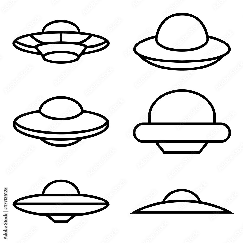 Ufo line icon, flying saucer vector logo isolated on white background