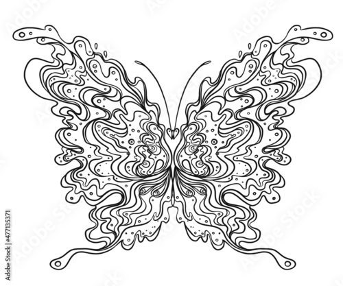 Hand drawn butterfly zentangle style inspired for t-shirt design or tattoo. C...