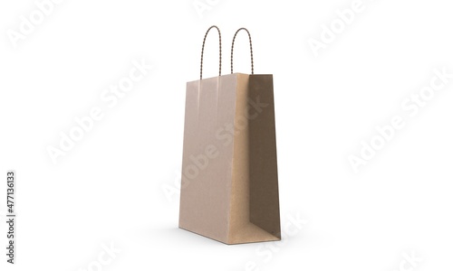 3D illustration of a shopping paper bag isolated on white.