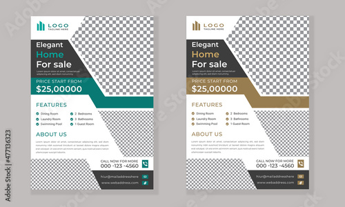 Real estate flyer design template for home sale outdoor advertising