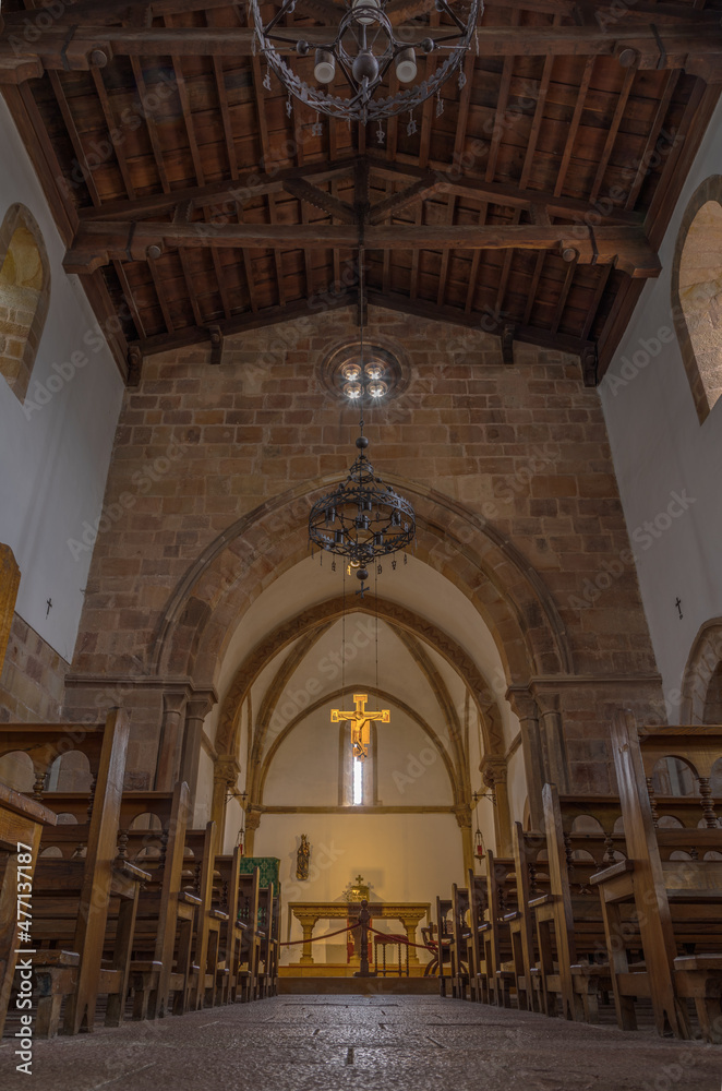 Church de Santa María de la Oliva in Villaviciosa. World heritage pilgrims route Camino del Norte in Spain.  