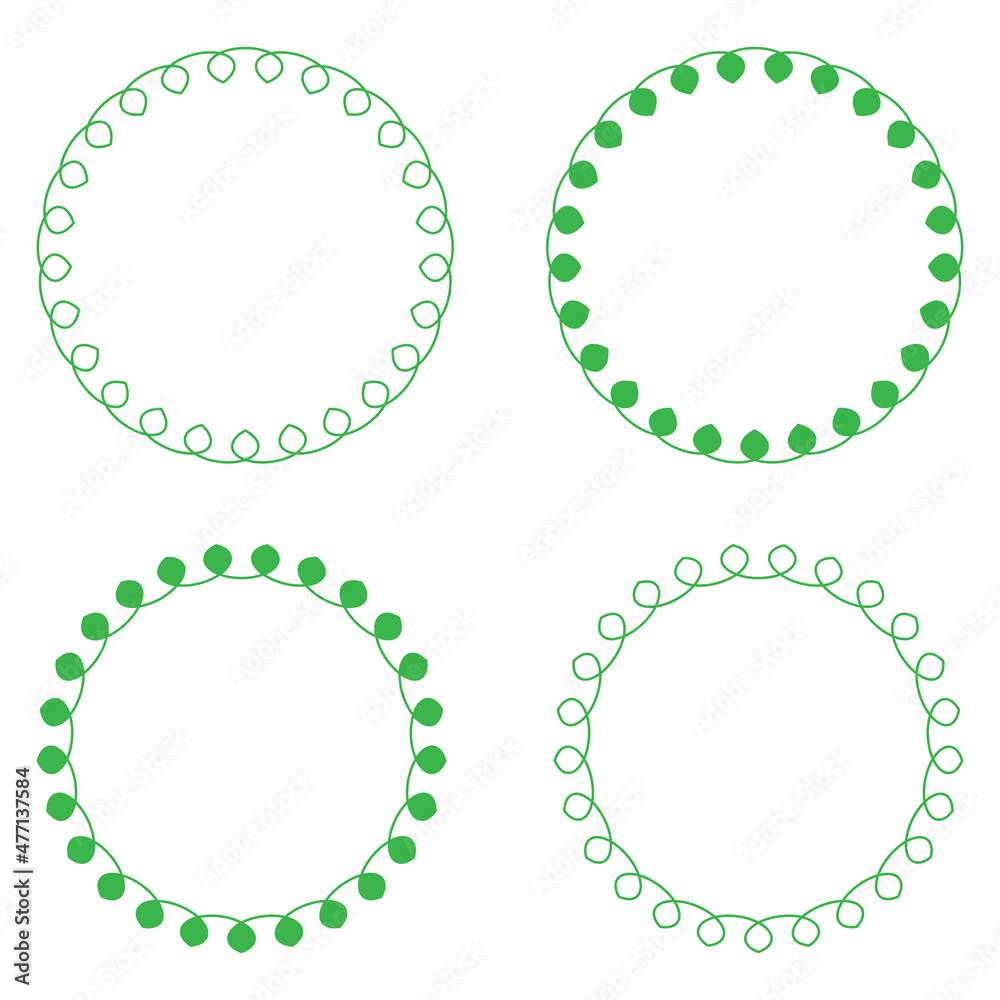 Set of Round border frame of stylized vegetative elements. vector illustration Set of Round border frame of stylized vegetative elements. vector illustration