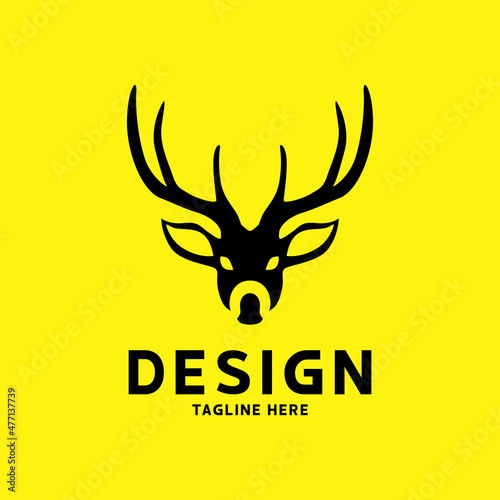 Deer animal logo silhouette vector graphic creative symbol, illustration design