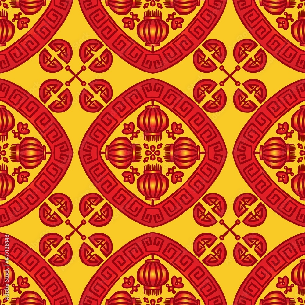 Mandala seamless pattern  Chinese new year.