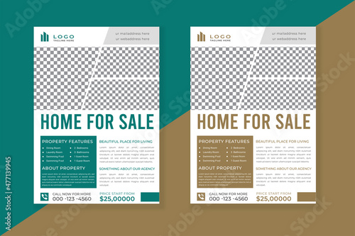 Home for sale real estate flyer design template for business advertising