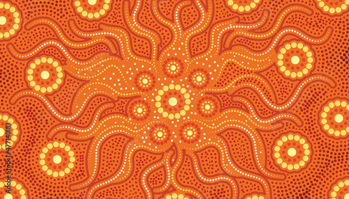 Aboriginal Australian Dot Design - Vector