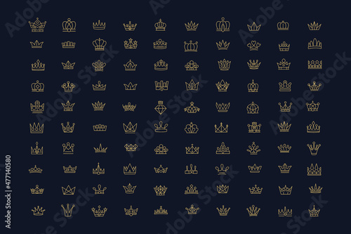 Vector collection of creative king and queen crowns symbols or logo elements