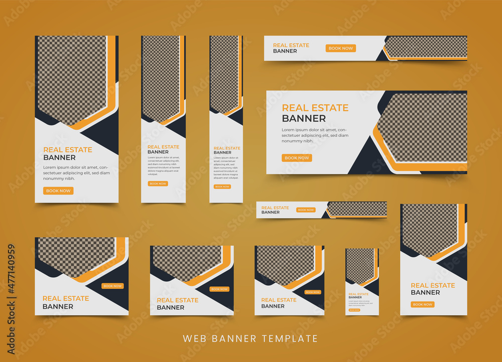 Real estate web banner template set and horizontal and vertical google