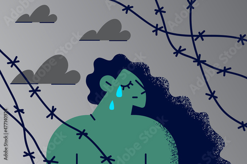 Unhappy woman feel depressed suffer from mental disorder 