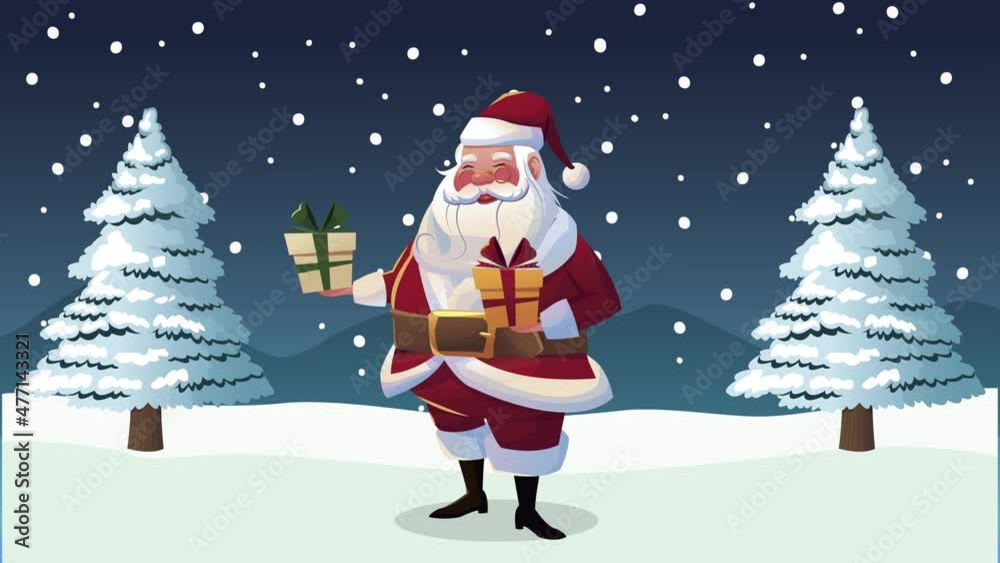 merry christmas animation with santa in snowscape merry christmas animation with santa in snowscape