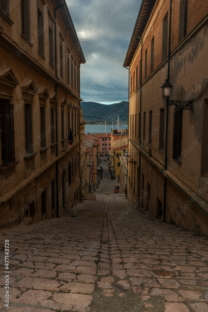 Streets in Portoferraio, Italy