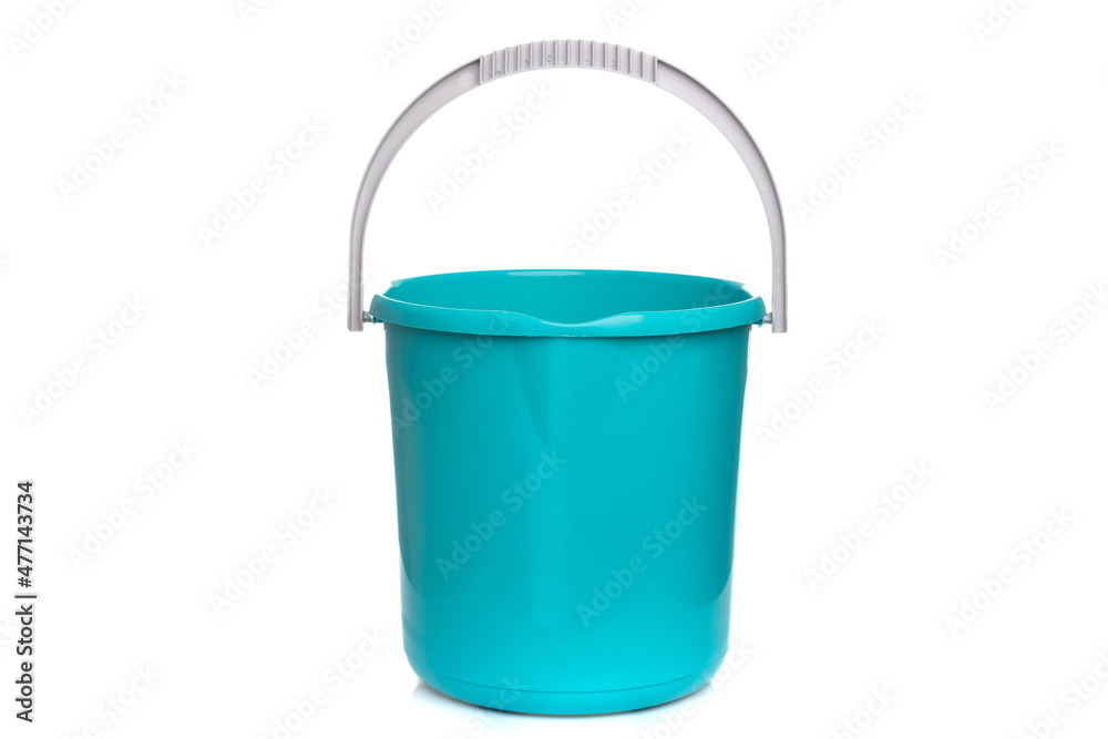 empty blue bucket on white isolated background empty blue bucket on white isolated background