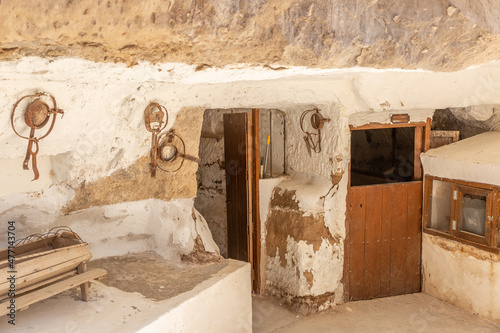 Visitable caves in the town of Alcala del Jucar in Spain photo