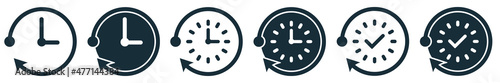 Set of overtime icons. Business and clock, symbols. Time clock signs or overtime. Vector illustration. photo