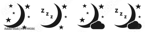 Moon and star icons. Sleep symbols  crescent. Moon star  set. Vector illustration.