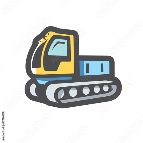 Photography Ratrak Snowcat ski track Vector icon Cartoon illustration.