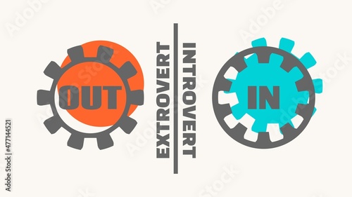 Extrovert and introvert concept of human psychology