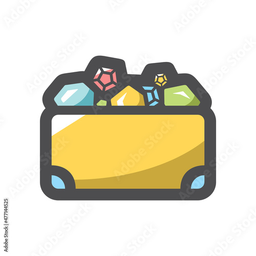 Treasure Chest of gemstones Vector icon Cartoon illustration.