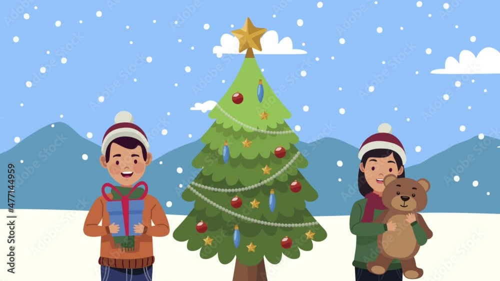 custom made wallpaper toronto digitalmerry christmas animation with couple and pine