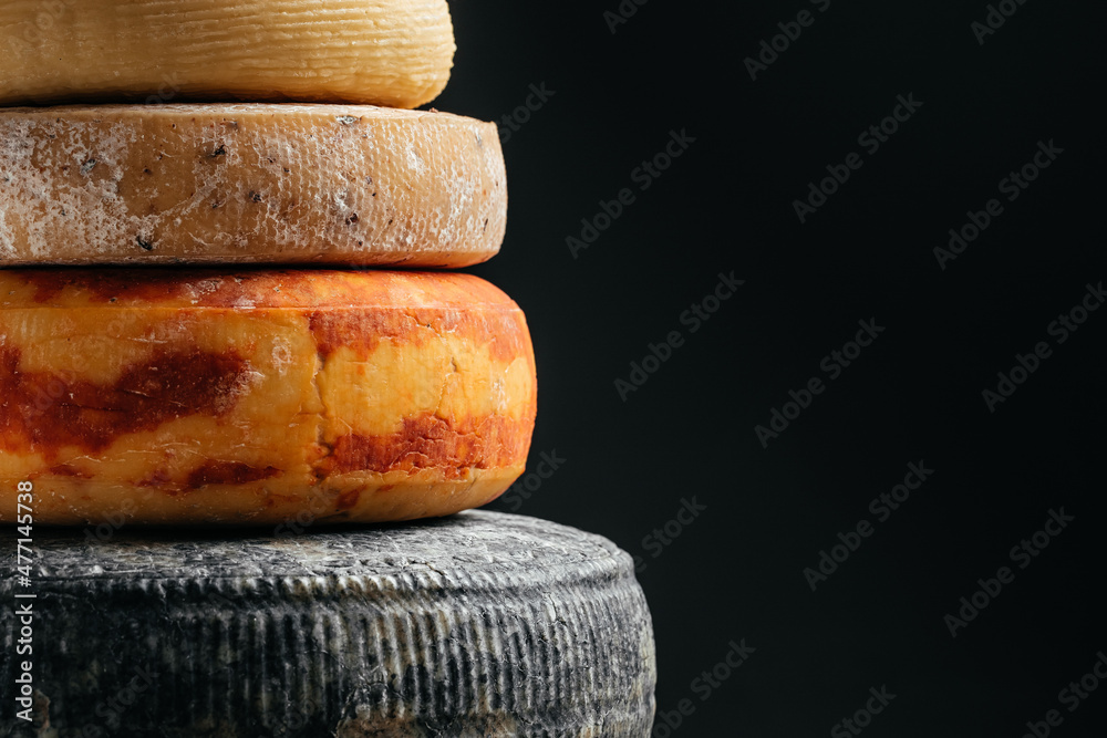 Petit Basque, French cheese, Cheese board of various types of soft and hard cheese. spanish manchego cheese. Petit Basque, French cheese, Cheese board of various types of soft and hard cheese. spanish manchego cheese.