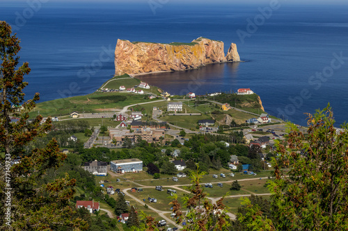 A look at the small town of Percé and its famous Rocher Percé (Perce Rock), part of Gaspe peninsula in Québec. photo