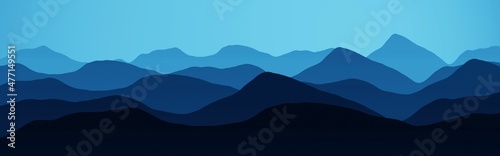 artistic mountains slopes in the dawn computer art background or texture illustration