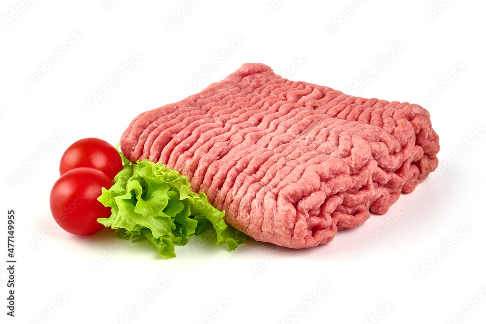 Raw minced beef meat, isolated on white background. Raw minced beef meat, isolated on white background.