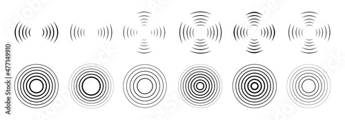 Sonar sound waves icon set. Vector.