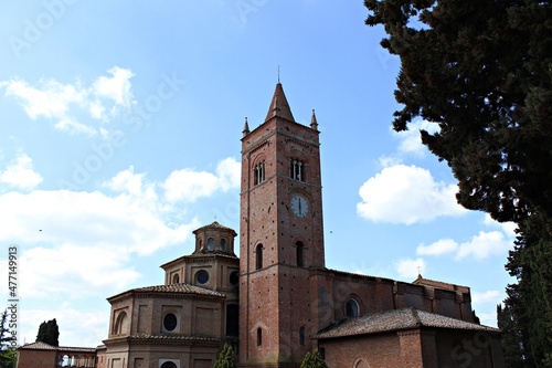 Italy, Tuscany: Detail of Monte Oliveto maggiore Abbey.