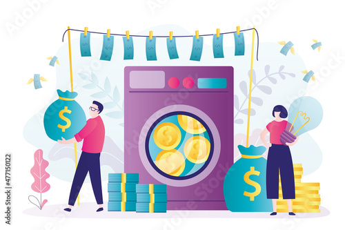 Woman comes up with plans for money laundering. Сriminal takes profits after leaving shadow economy