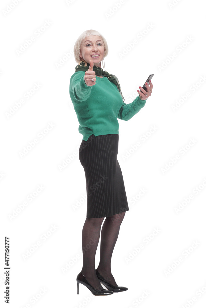 in full growth. attractive woman with a smartphone. in full growth. attractive woman with a smartphone.