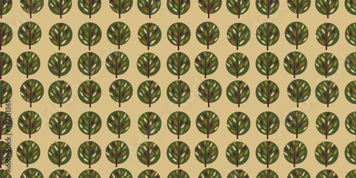 Tree background. Seamless pattern.Vector. 木々のパターン