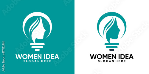 women idea logo design with creative concept