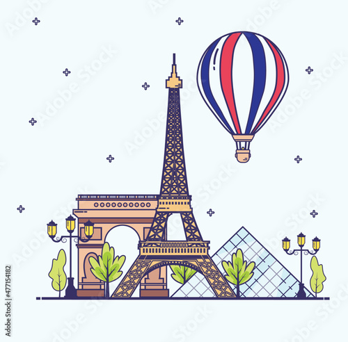 city eiffel tower, Paris, vector illustration