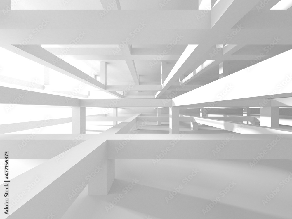 Fototapeta premium Illuminated corridor interior design. Empty Room Interior Background