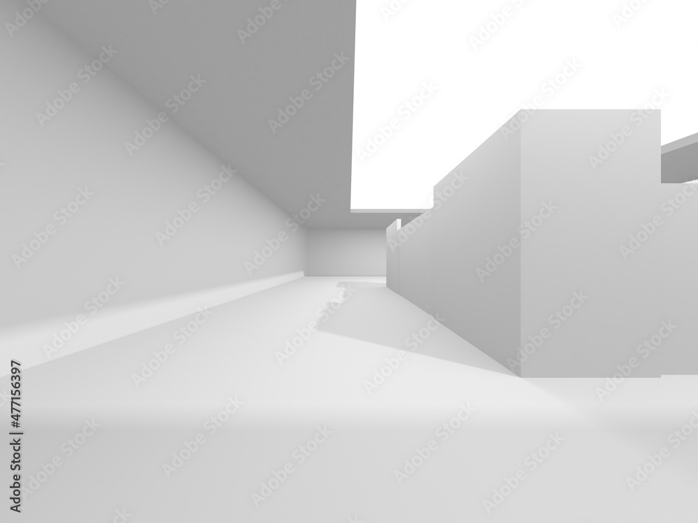 Fototapeta premium Illuminated corridor interior design. Empty Room Interior Background