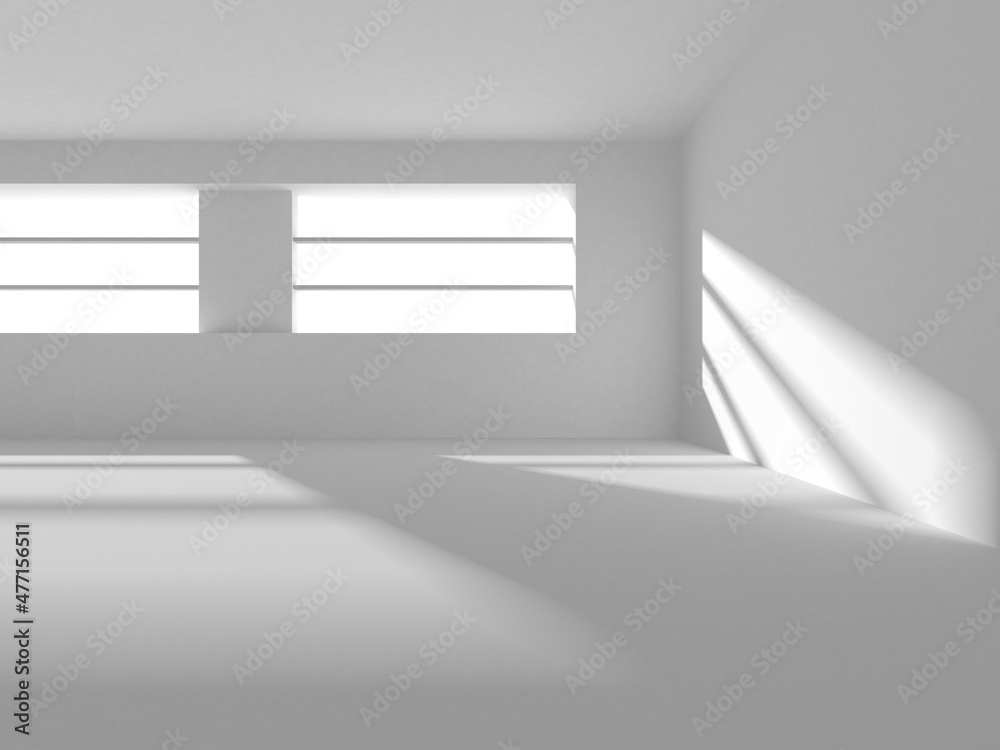 Fototapeta premium Illuminated corridor interior design. Empty Room Interior Background